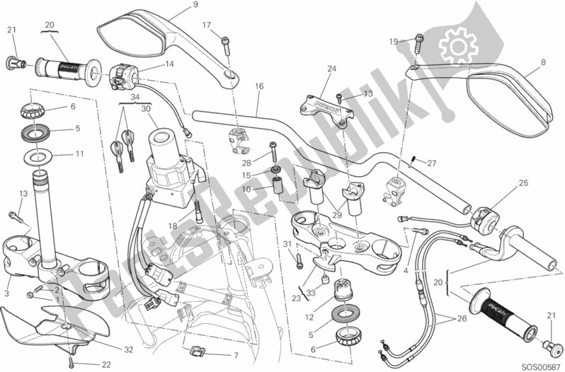 Todas as partes de Guidão do Ducati Multistrada 1200 ABS 2014